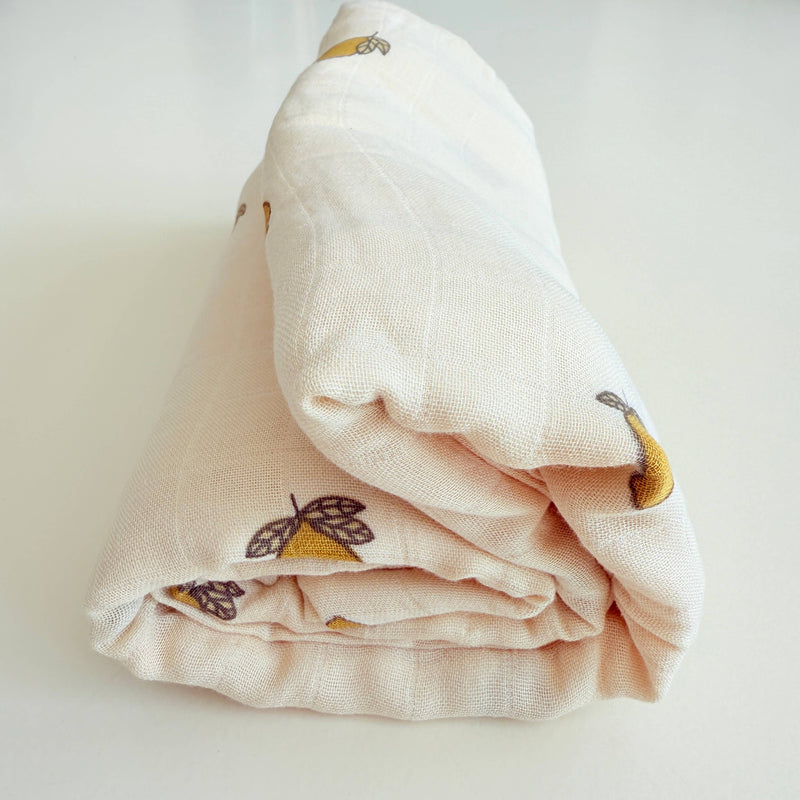Bamboo Muslin Swaddle Baby Blanket (Lemons)