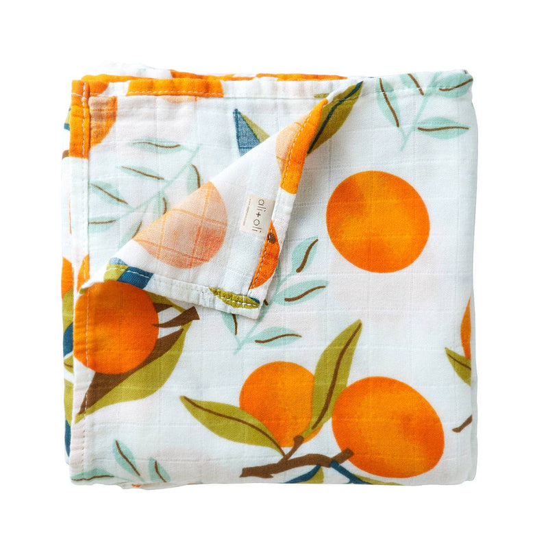 Bamboo Muslin Swaddle Blanket (Tangerine)