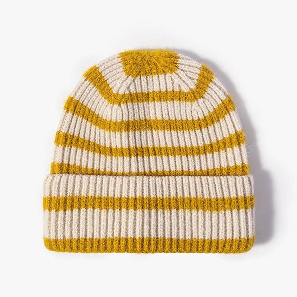Ladies Color Block Stripe Folder // Knit Beanie