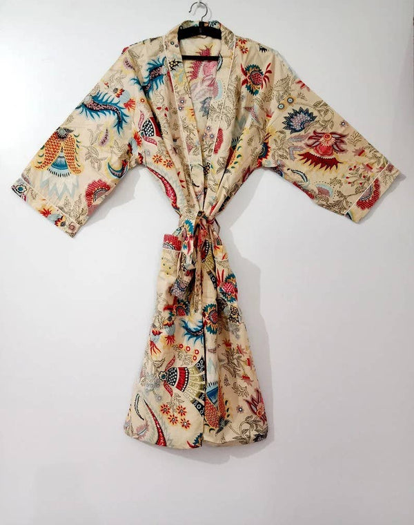 Indian Unisex Block Print Cotton Kimono Robes