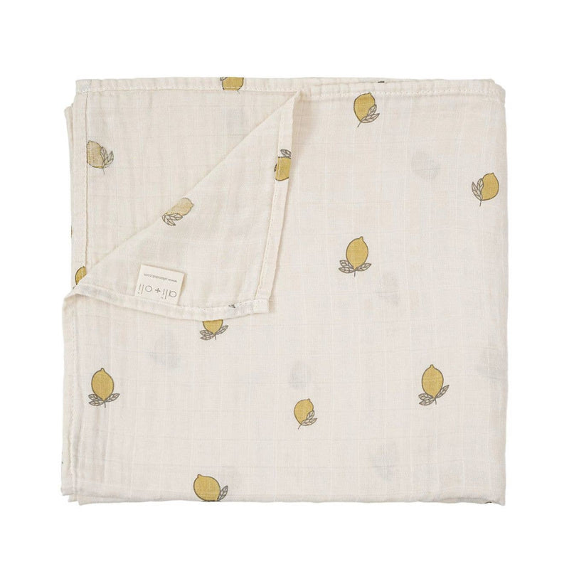 Bamboo Muslin Swaddle Baby Blanket (Lemons)