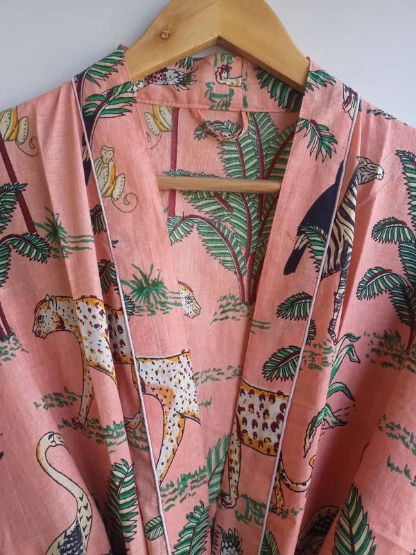 Handmade Cover up Bath Robe Floral Print Women's long Kimono