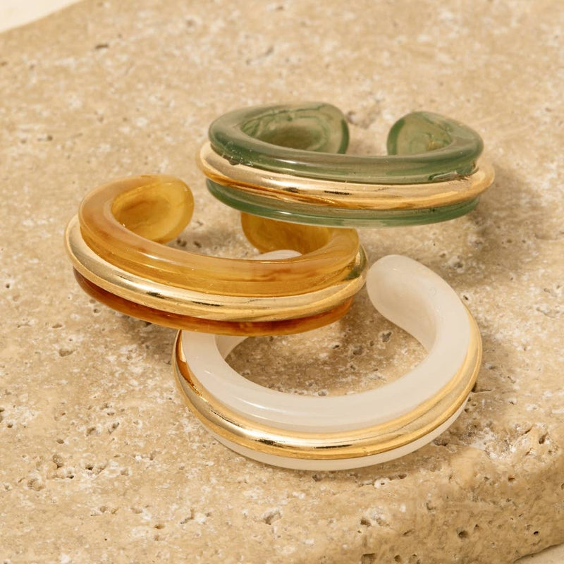 Resin With Gold Center Fashion // Ring