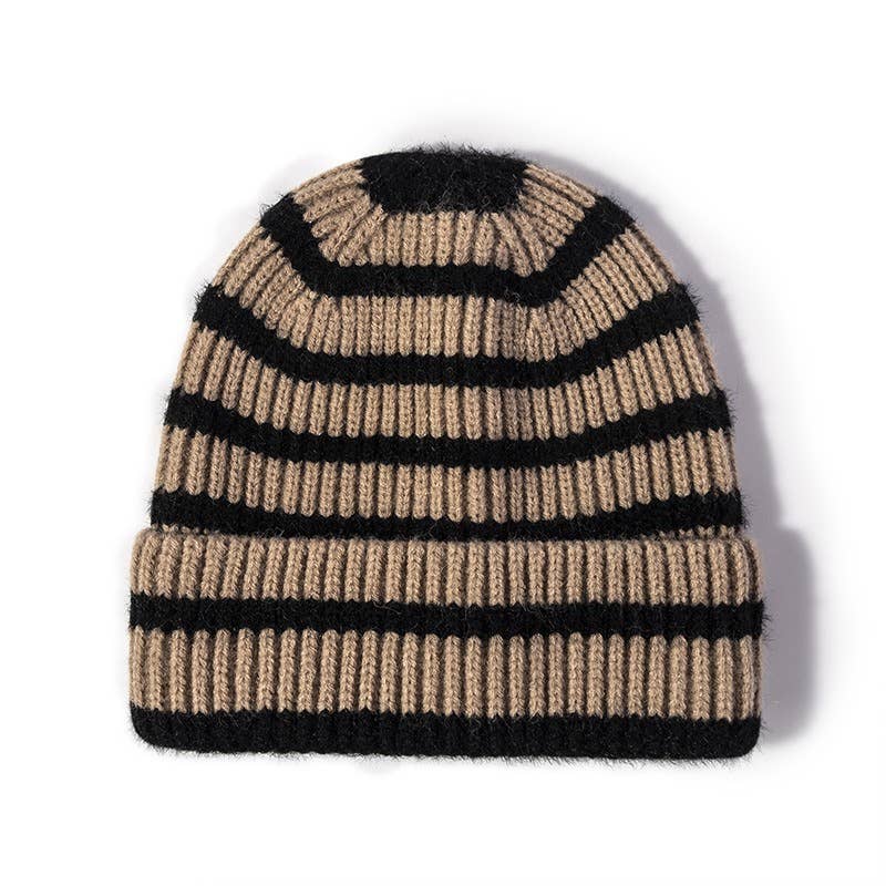 Ladies Color Block Stripe Folder // Knit Beanie
