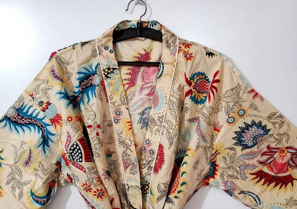 Indian Unisex Block Print Cotton Kimono Robes