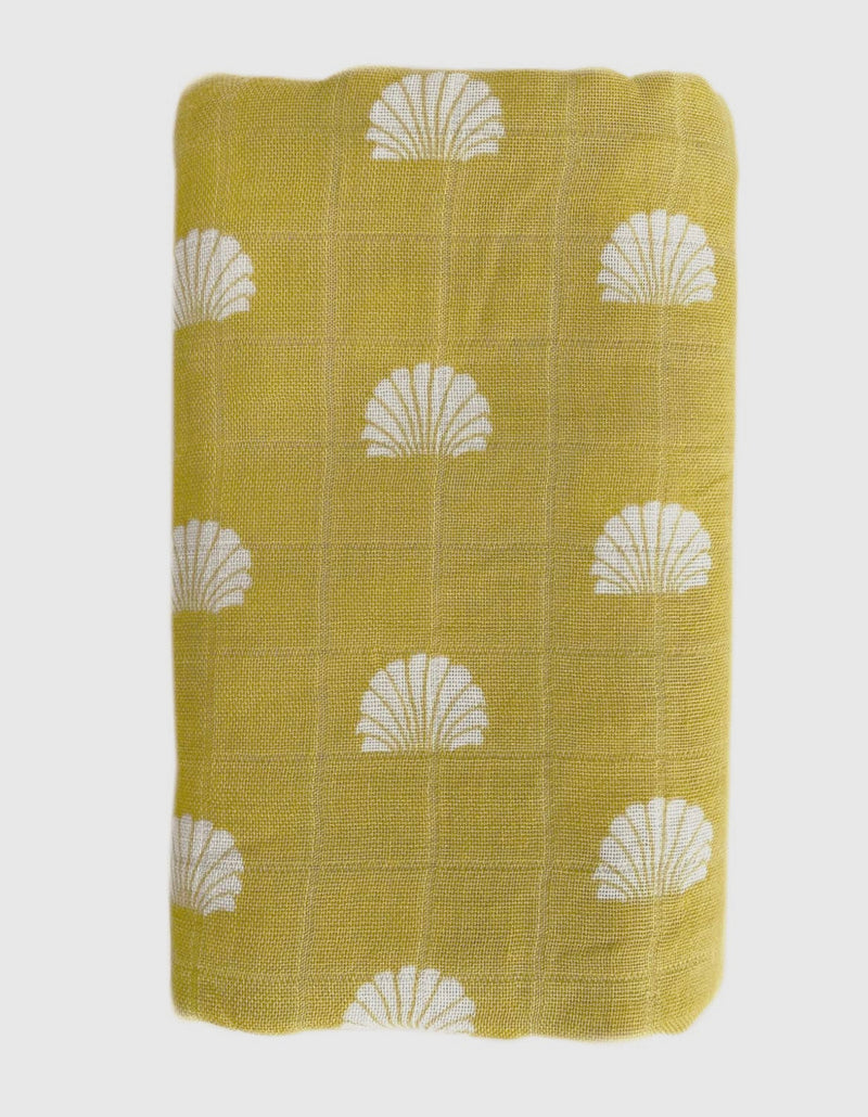 Bamboo + Cotton Muslin Swaddle Wrap // Pear - Shell Print
