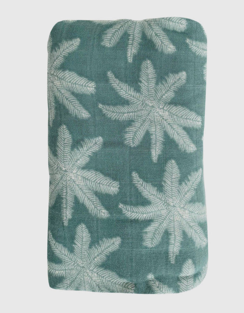Copy of Bamboo + Cotton Muslin Swaddle Wrap // Ocean - Palm Print