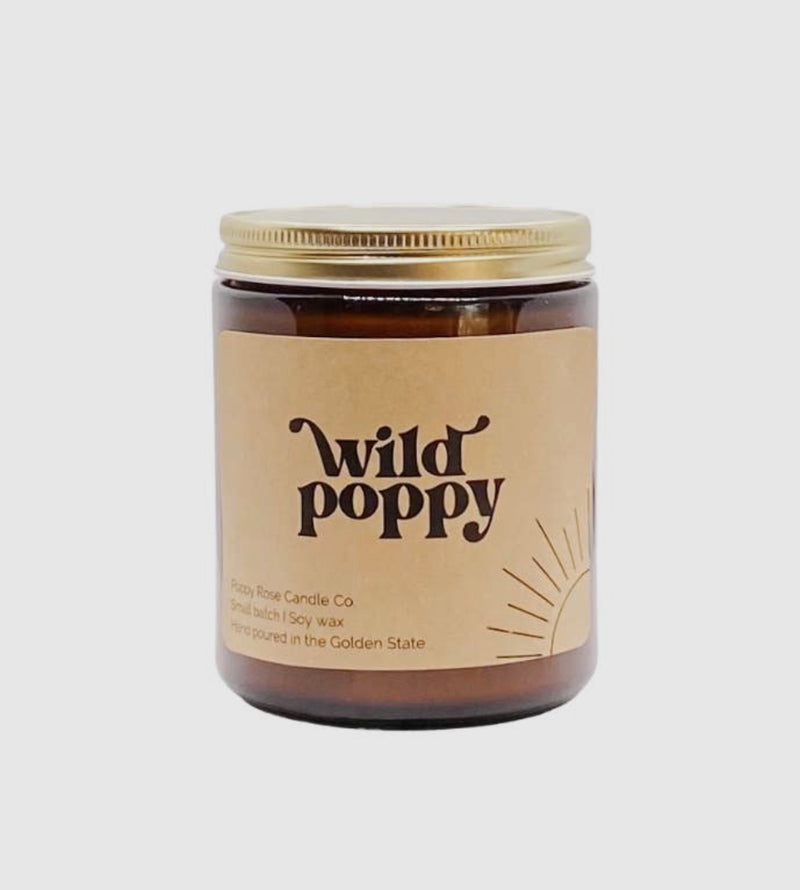 Wild Poppy // 8 oz Coconut Wax Amber Jar Candle