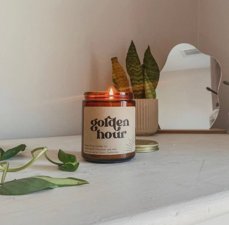 Golden Hour // 8 oz Coconut Wax Amber Jar Candle