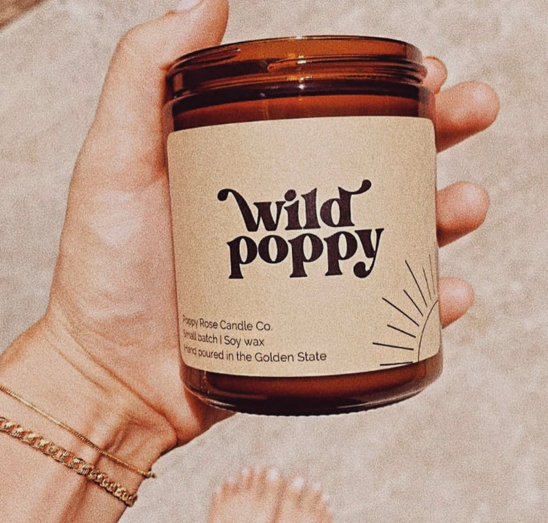 Wild Poppy // 8 oz Coconut Wax Amber Jar Candle