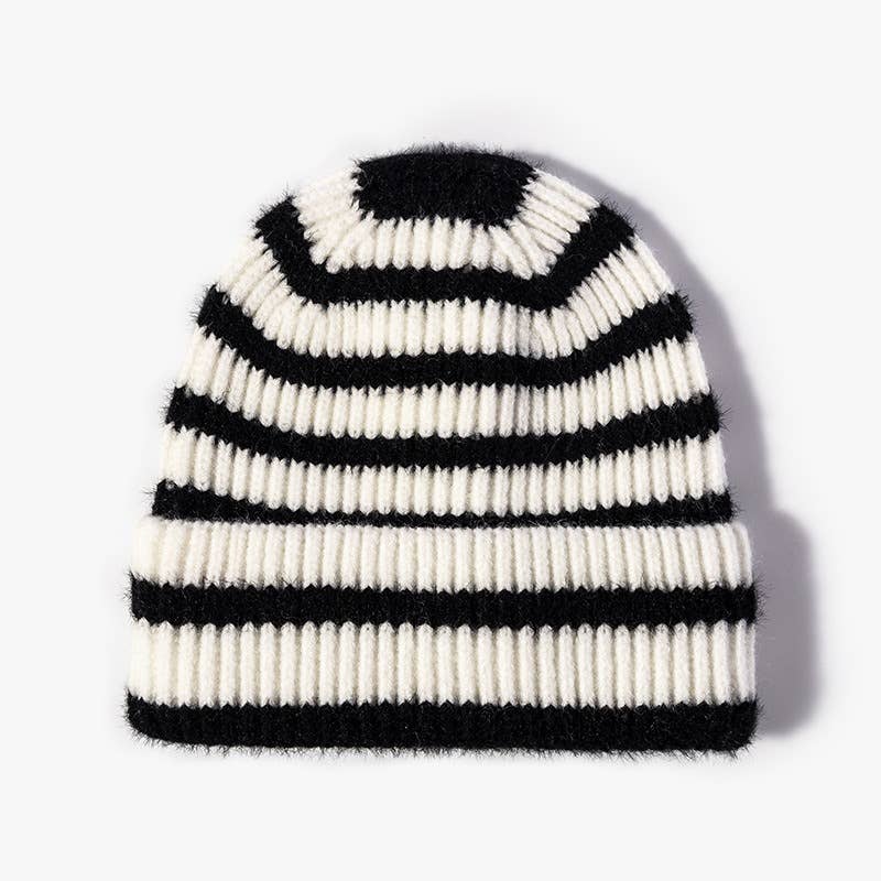 Ladies Color Block Stripe Folder // Knit Beanie