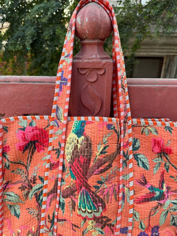 Bird Printed Cotton // Market Bag