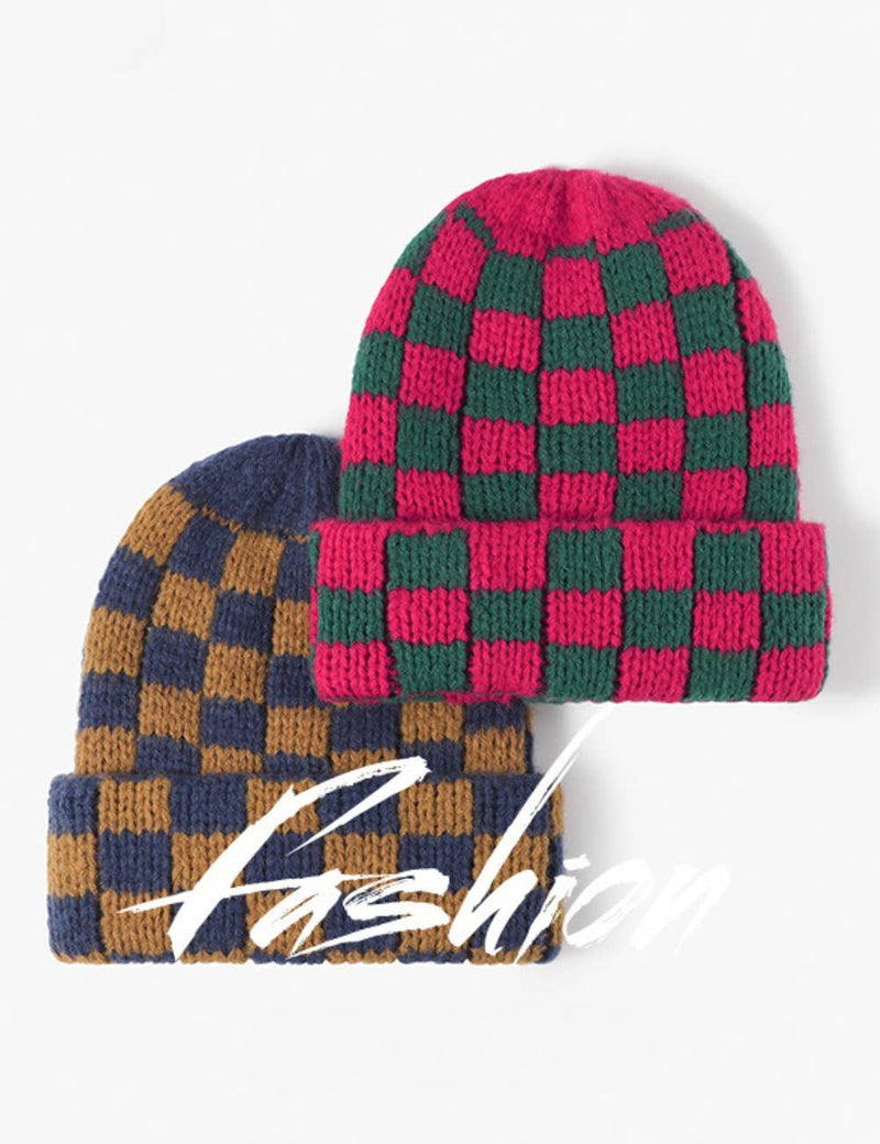 Ladies Color Block Square // Fold Hem Sweater Hat