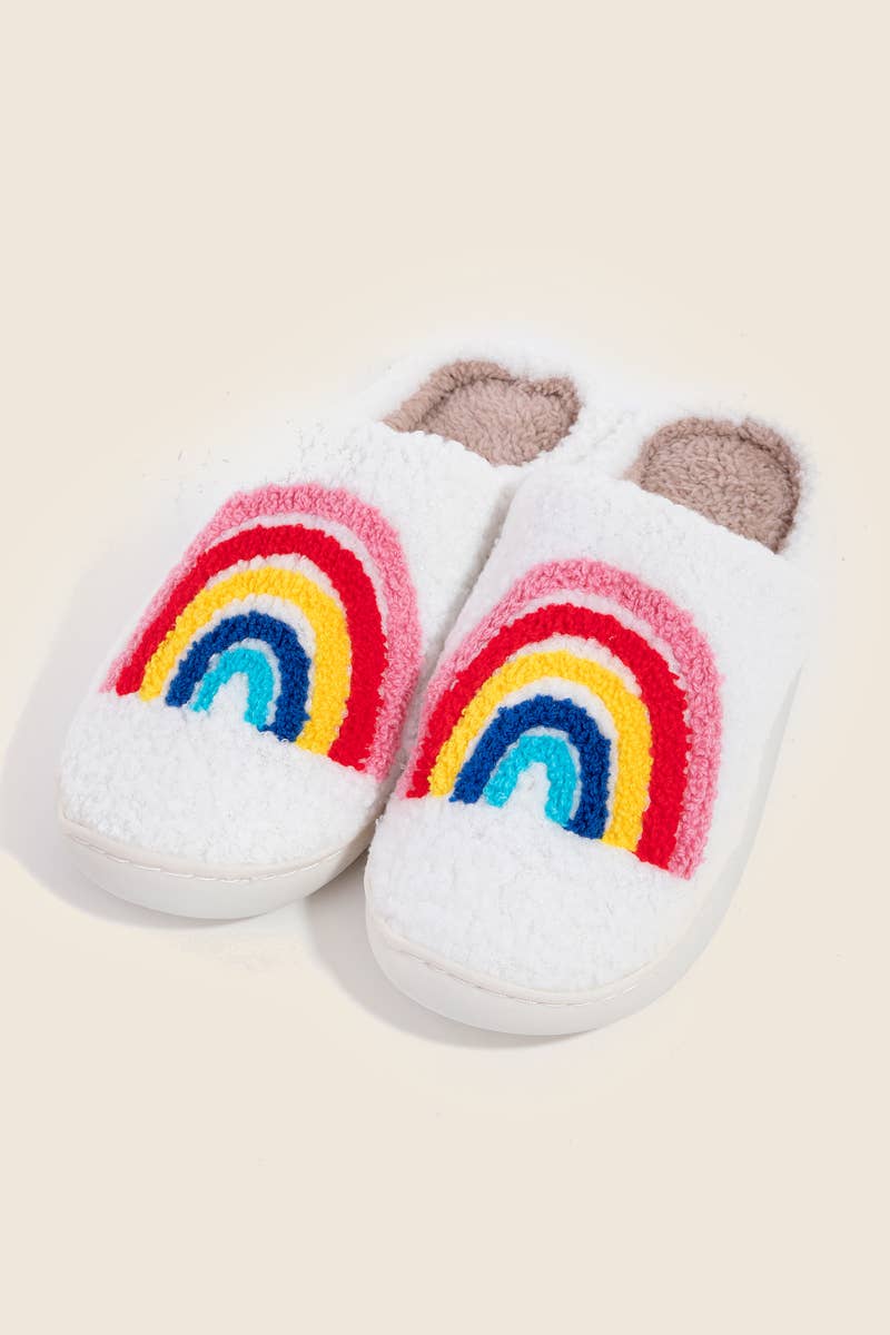 Vibrant Rainbow Design // Fuzzy Slippers