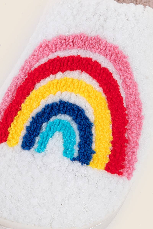 Vibrant Rainbow Design // Fuzzy Slippers