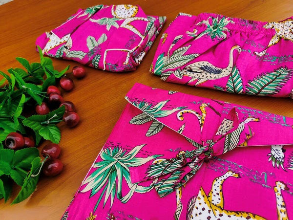 100% Pure Cotton PJ Set Women Printed Indian Night Wear