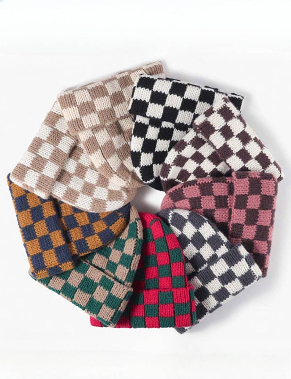 Ladies Color Block Square // Fold Hem Sweater Hat