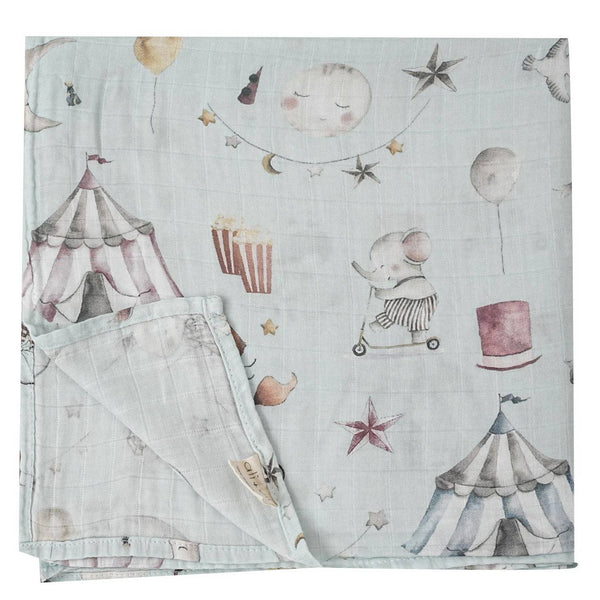 Bamboo Muslin Swaddle Blanket (Circus)