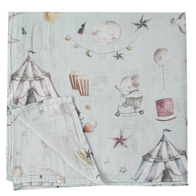 Bamboo Muslin Swaddle Blanket (Circus)