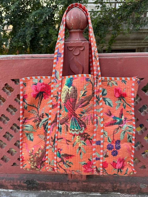 Bird Printed Cotton // Market Bag