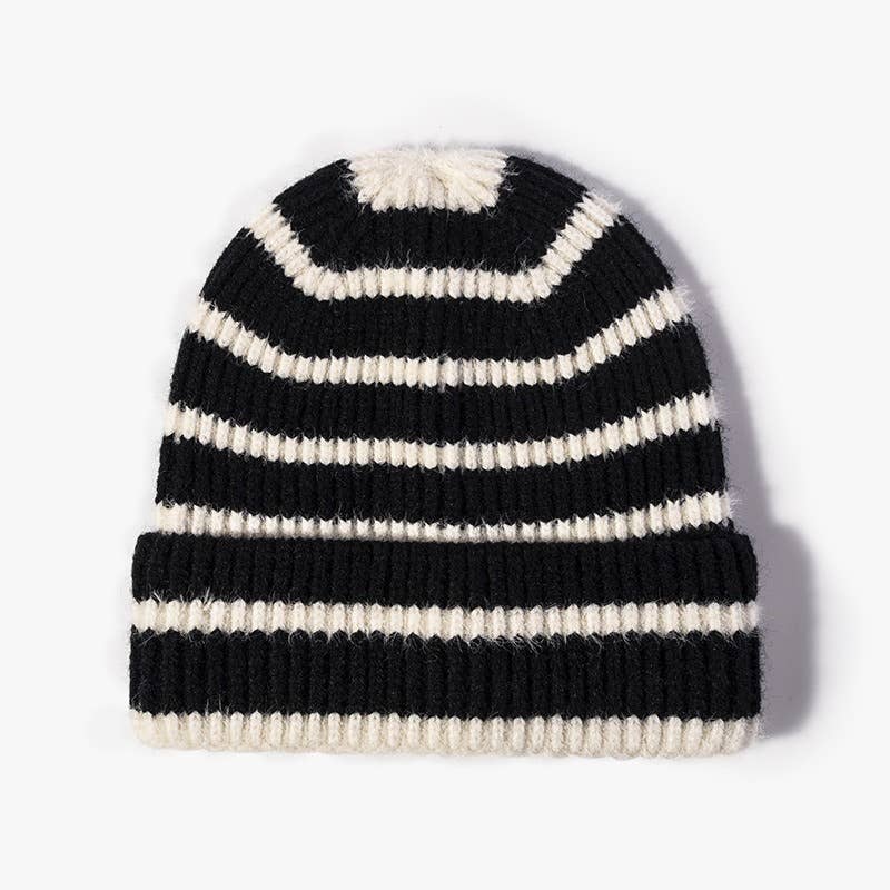 Ladies Color Block Stripe Folder // Knit Beanie