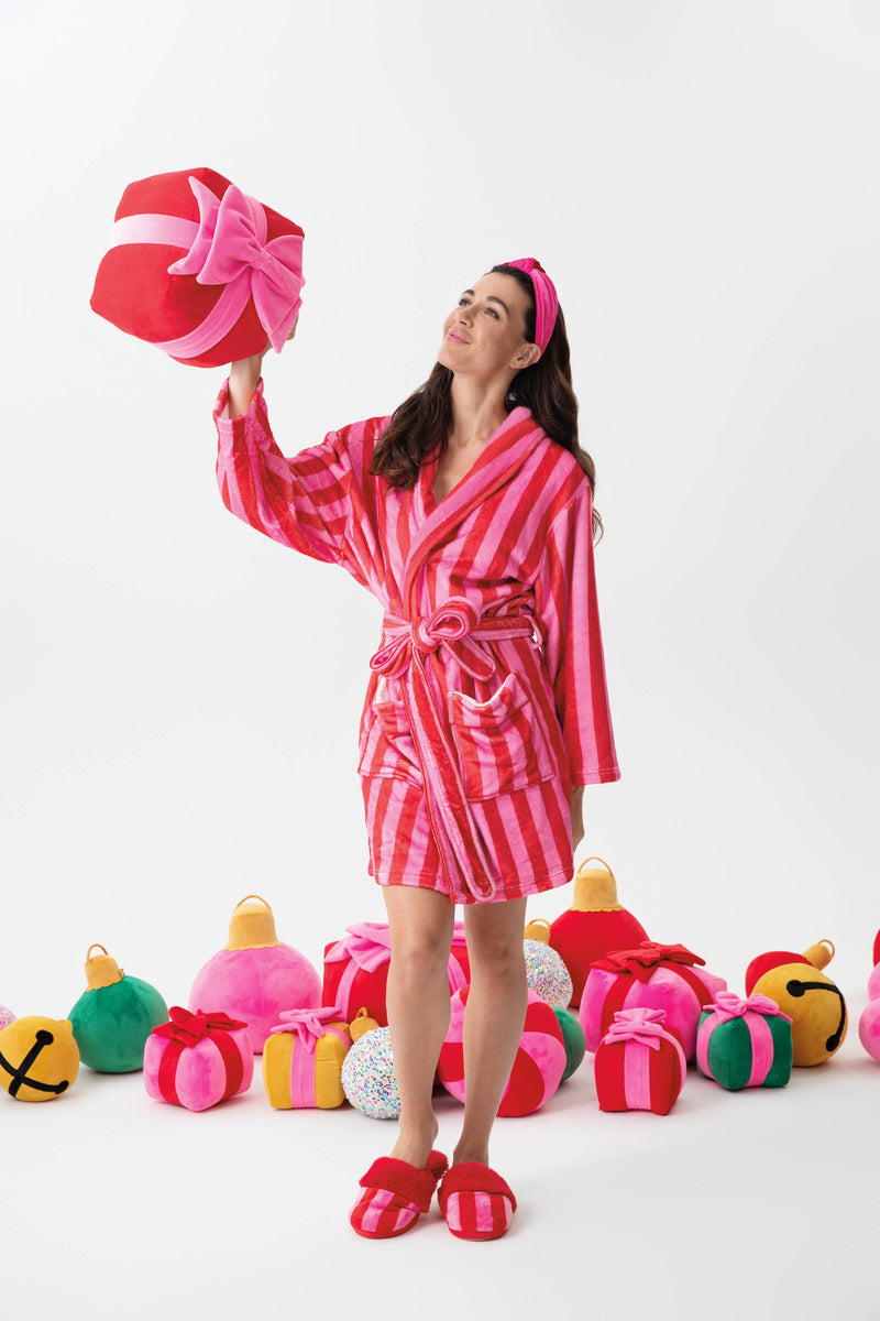 FELICITY STRIPE ROBE, RED