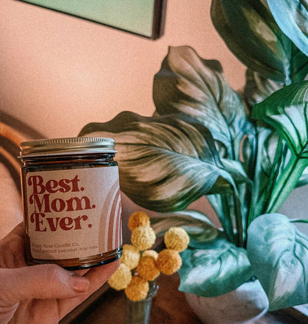 Best Mom Ever Mother’s Day candle // amber jar coconut wax