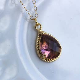 Beautiful Eggplant Gemstone // Necklace
