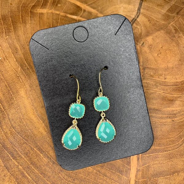 Aqua Mint Earrings Gold Blue Earrings