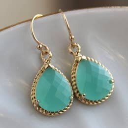 Pacific Aqua Mint Earrings Gold