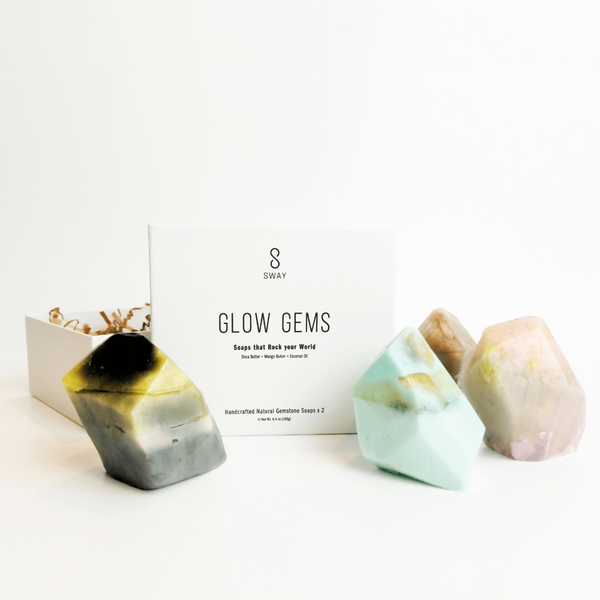 GLOW GEMS - SET OF 2 HANDCRAFTED NATURAL GEMSTONE SOAPS