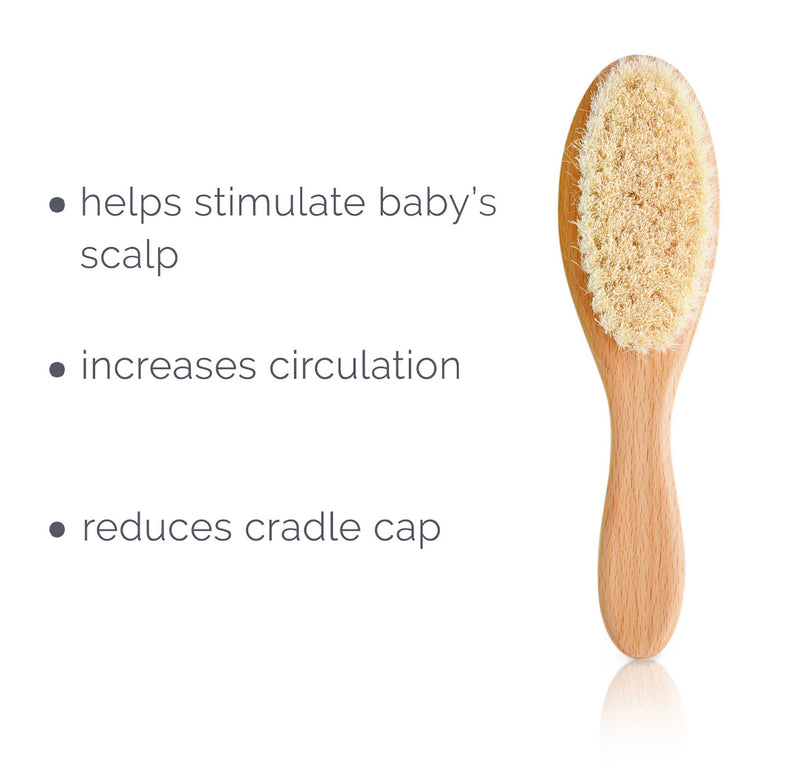 Wooden Baby Hair Brush with Natural Bristles