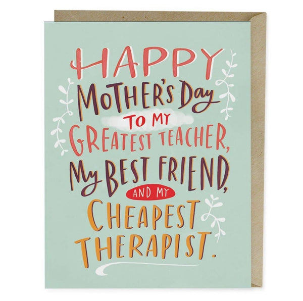 Cheapest Therapist // Mother's Day Card