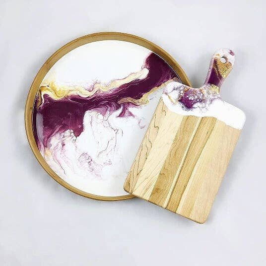 Raspberry Marble Serving Tray